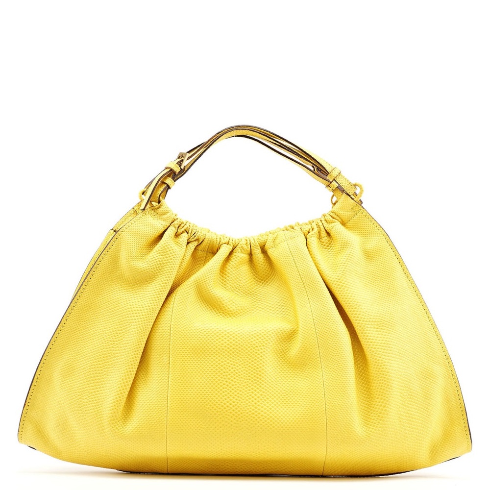 Vintage Gucci yellow lizard leather shoulder bag designed by Tom Ford